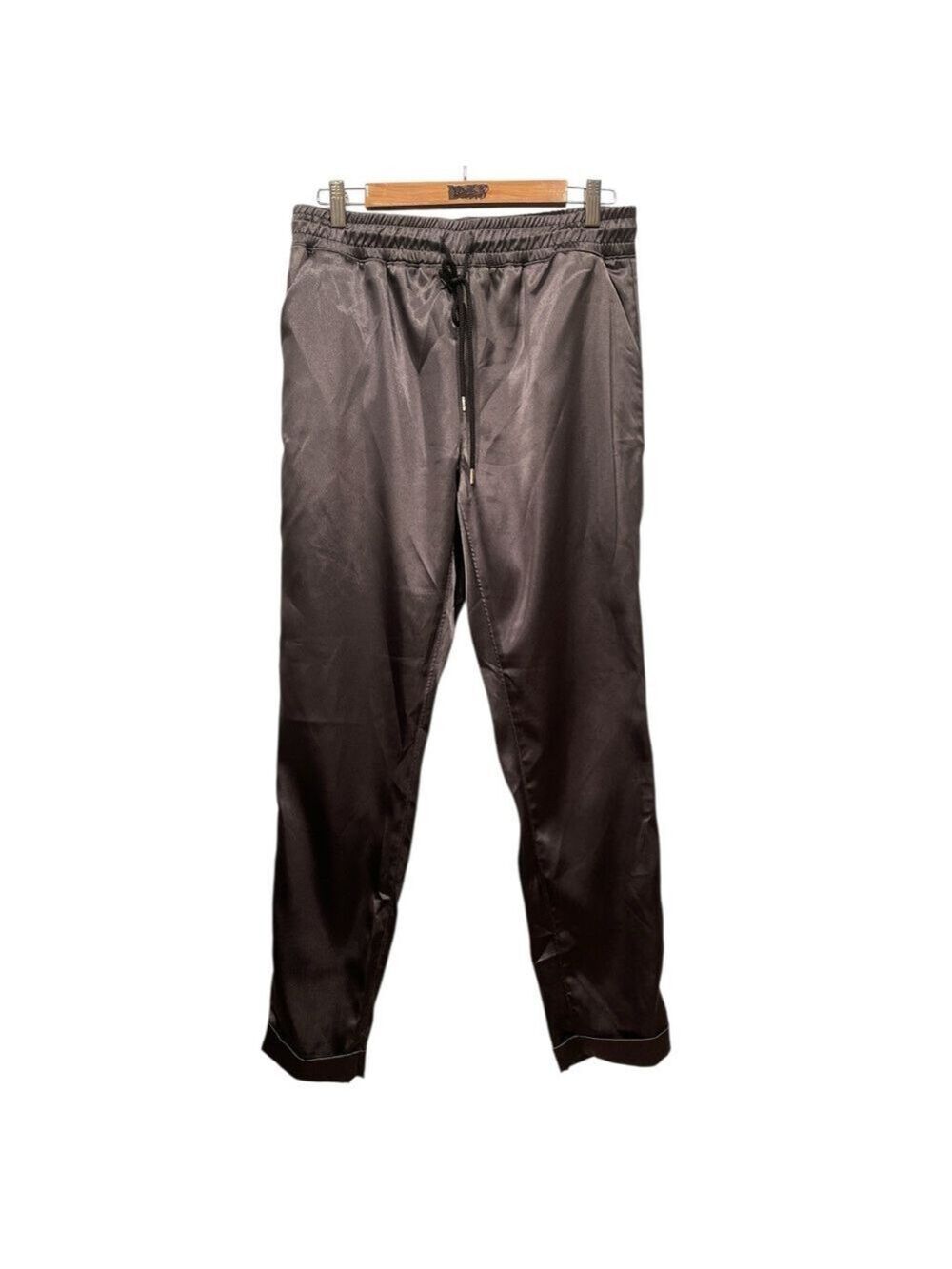 Fidelity Denim Small Charcoal Satin Jogger Pants Drawstring Waist - Picture 3 of 9